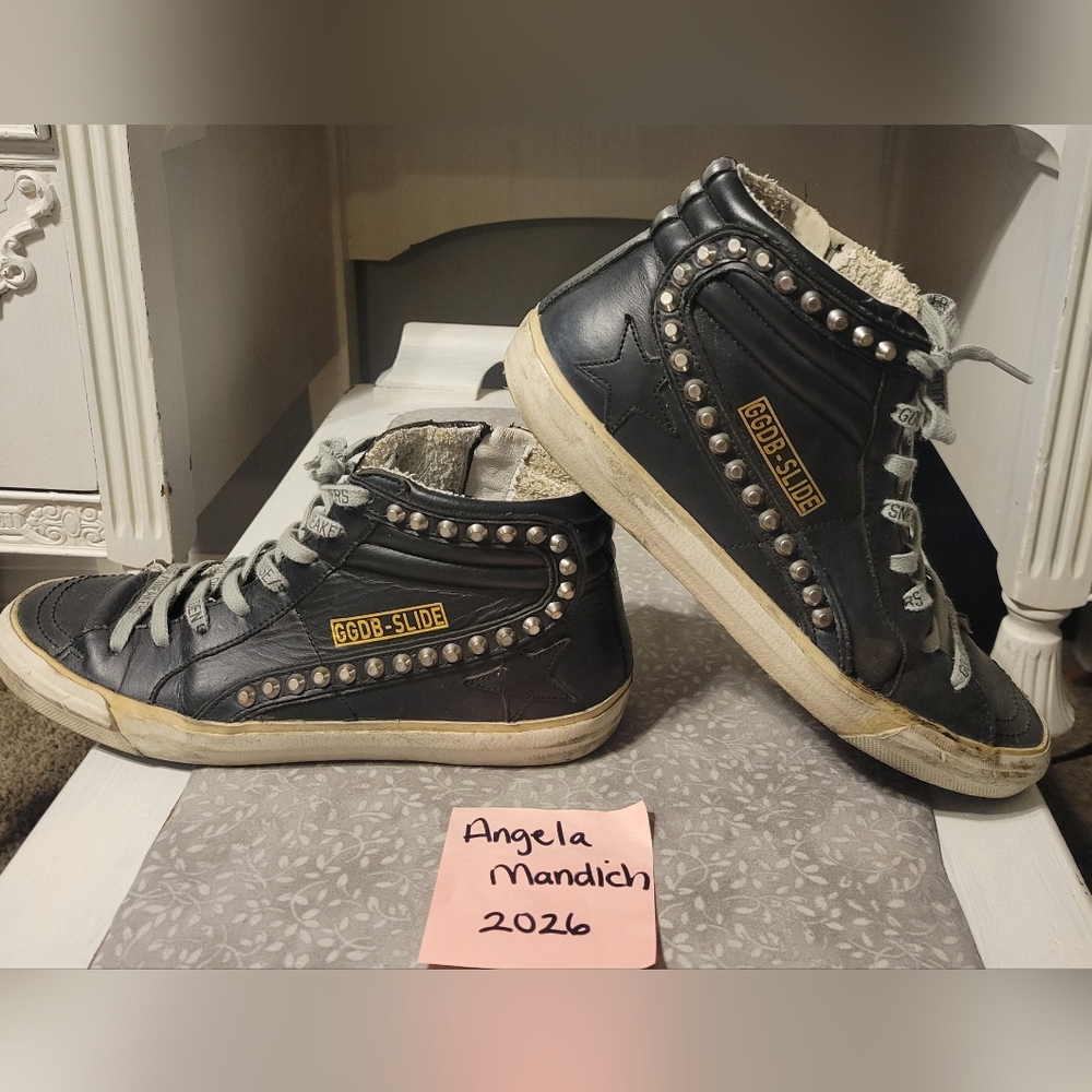 Golden Goose Black Studded Slides- 40 Sneakers